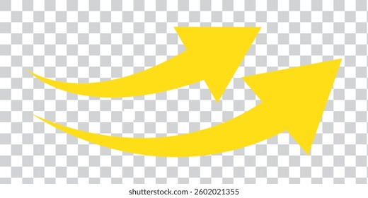 Curved arrow .yellow curved arrow icon. Curved arrow vector illustration isolated on white background.