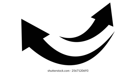 Curved arrows. Arrow sign. Curved arrow pointing right and left. curved arrow sign. curved arrow with flat design eps 10.