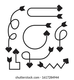 curved arrows bow vector set