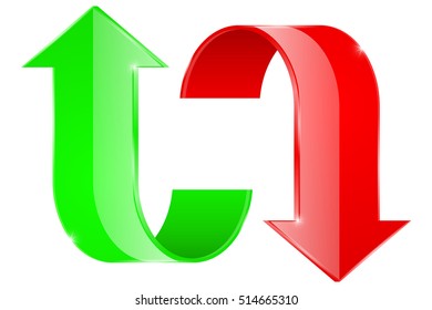 Down 3d Arrows Shiny Red Green Stock Vector (Royalty Free) 1672373542