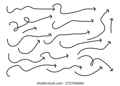 curved arrows hand drawn set icon. Sketch doodle style symbol vector illustration