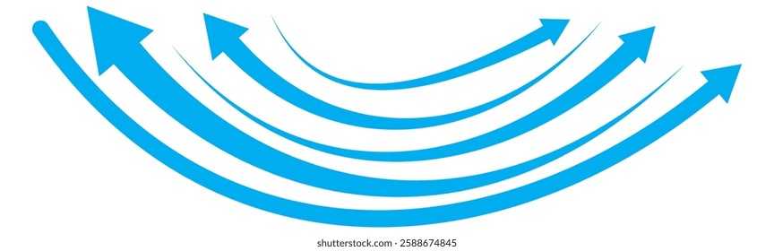 Curved arrows, hand drawn curved arrows. Set long blue curve arrow icon vector . blue curve arrow icon set. long arrow icon set. curve arrow vector.