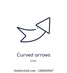 curved arrows icon from user interface outline collection. Thin line curved arrows icon isolated on white background.