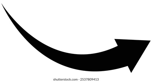 Curved Arrows isolated. Black arrow icon on white background. Curved arrow sign. Vector illustration.