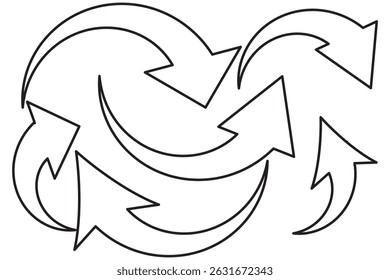 curved arrows isolated on white background. Curved arrows, hand drawn curved arrows. red curve arrow icon vector illustration.