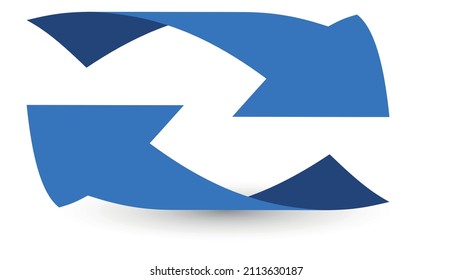 Curved arrows. Pair of blue 3d motion symbols