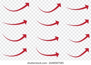 Curved arrows set. Arrow symbol collection. Illustration set of up pointing curved arrows. 