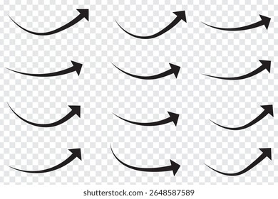 Curved arrows set. Arrow symbol collection. Illustration set of up pointing curved arrows. 