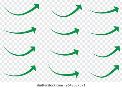 Conjunto de flechas curvas. Colección de símbolo de flecha. Conjunto de ilustración de flechas curvas apuntando hacia arriba. 
