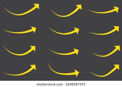 Curved arrows set. Arrow symbol collection. Illustration set of up pointing curved arrows. 