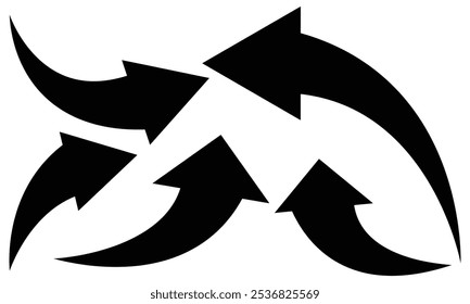 Flechas curvas. Conjunto de flechas curvas negras aisladas. Ilustración vectorial.