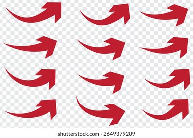 
Curved arrows set with directional icons. Set of Curved Arrows isolated on transparent background. Vector illustration icons. Eps 10