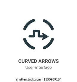 Curved arrows vector icon on white background. Flat vector curved arrows icon symbol sign from modern user interface collection for mobile concept and web apps design.
