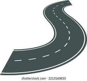Curved asphalt road. Speed street way in perspective
