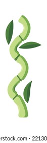 Curved bamboo trunk with leaves