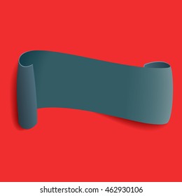 Curved banner on red background. Ribbon isolated. Vector illustration