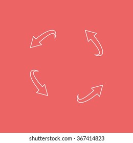 Curved, bent arrow elements.