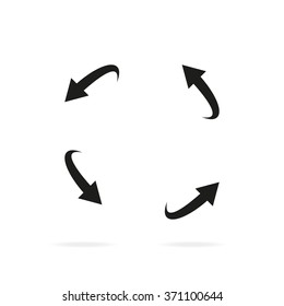 Curved, bent arrow elements.
