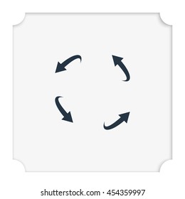 Curved, bent arrow elements.