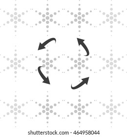 Curved, bent arrow elements.