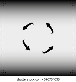Curved, bent arrow elements.