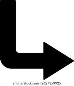 Curved or Bent Arrow Symbol Icon Vector