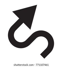 Curved black arrow