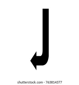 Curved black arrow vector icon