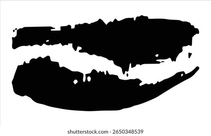 Curved black brush stroke with a dynamic dry brush texture. Hand-drawn ink swoosh design element.