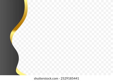 Curved Black and gold vector background, ideal for wavy border decoration of headers and footers.