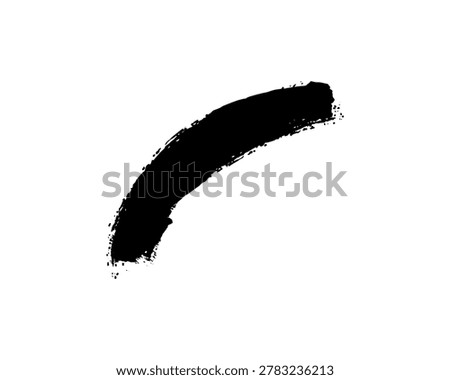 Curved black ink brush stroke isolated on white background grunge hand painted sweep shape design element for artistic frames banners borders creative graphic design project smooth arc line. Handcrafted texture for visual overlays and dynamic compositions.