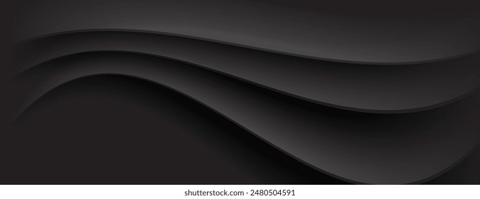 Diseño curvo de fondo de capas negras adecuado para materiales de marketing modernos, folletos, publicaciones en redes sociales y presentaciones digitales.