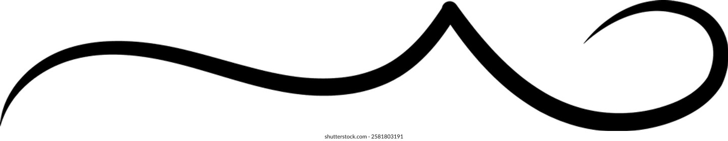 Curved black line creating an elegant abstract shape on a clean white background, offering a modern touch for graphic design and decorative applications
