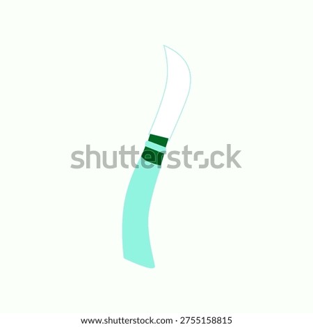 Curved Blade Pruning Knife or Machete Vector Illustration in Green Tones