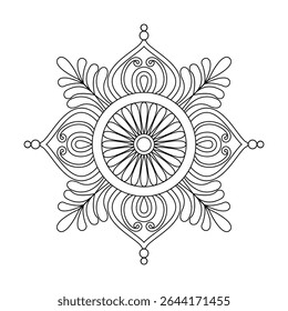 Curved Bloom Mandala for Meditation coloring book page