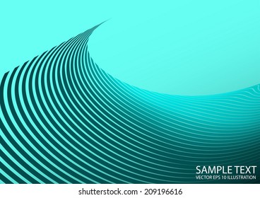Curved blue abstract background vector template - Vector abstract blue background illustration