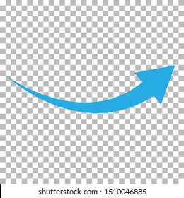 Curved blue arrow icon on transparent background. arrow icon for your web site design, logo, app, UI. arrow indicated the direction symbol. 