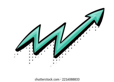Curved Blue Arrow with Pointed End and Dots Doodle Style Vector Element