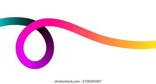 Curved bold line on white background. Vibrant color gradient. Vector illustration.