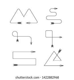 curved bow arrows vector set