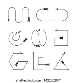 curved bow arrows vector set