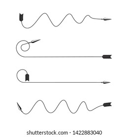 curved bow arrows vector set