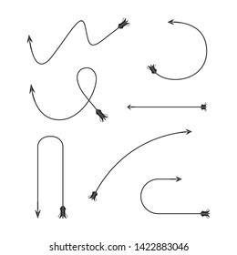 curved bow arrows vector set