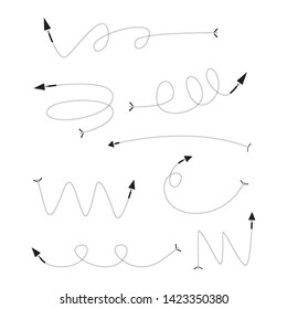 curved bow arrows vector set