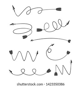 curved bow arrows vector set