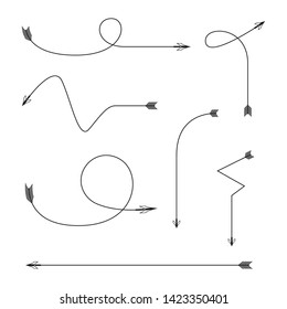 curved bow arrows vector set