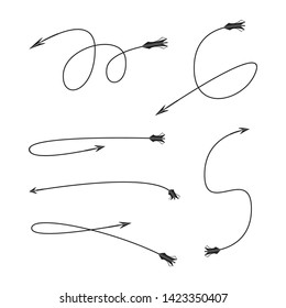 curved bow arrows vector set