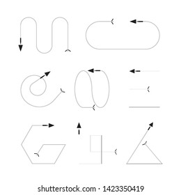 curved bow arrows vector set