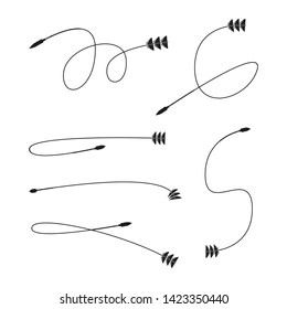 curved bow arrows vector set