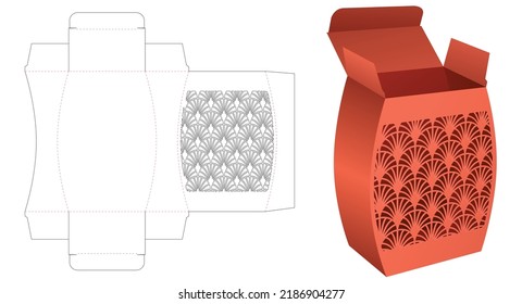 Caja curvada con plantilla de corte de taladros de patrón japonés estampado y maquillaje 3D
